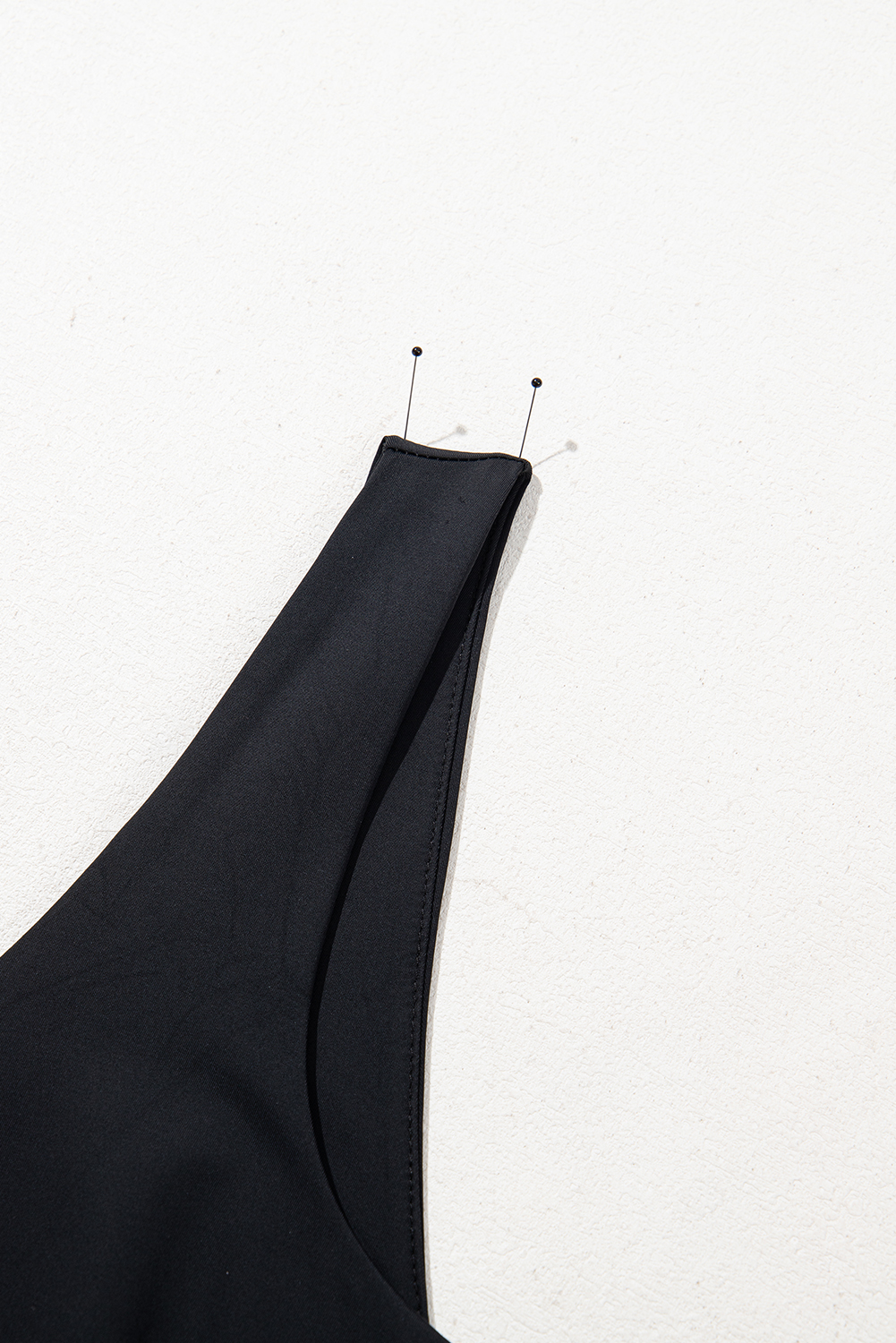 Black Plain Sleeveless Loop Drawstring Cinched Waist Romper