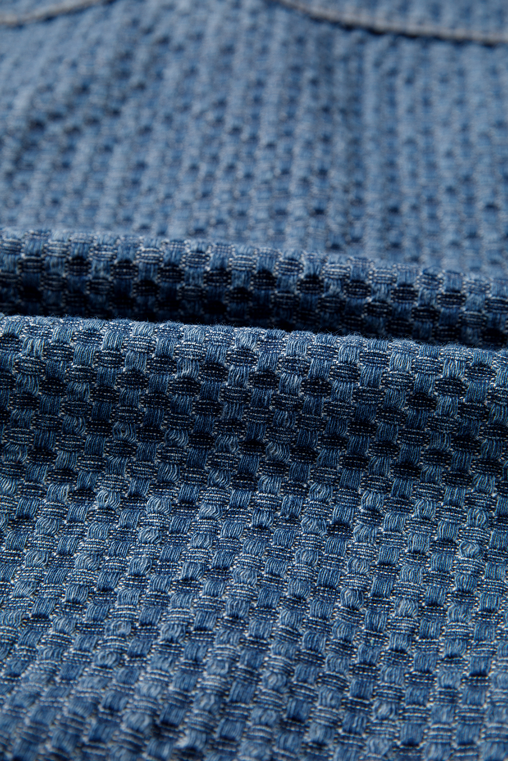Blue Double Flap Pocket Denim Textured Button Down Jacket