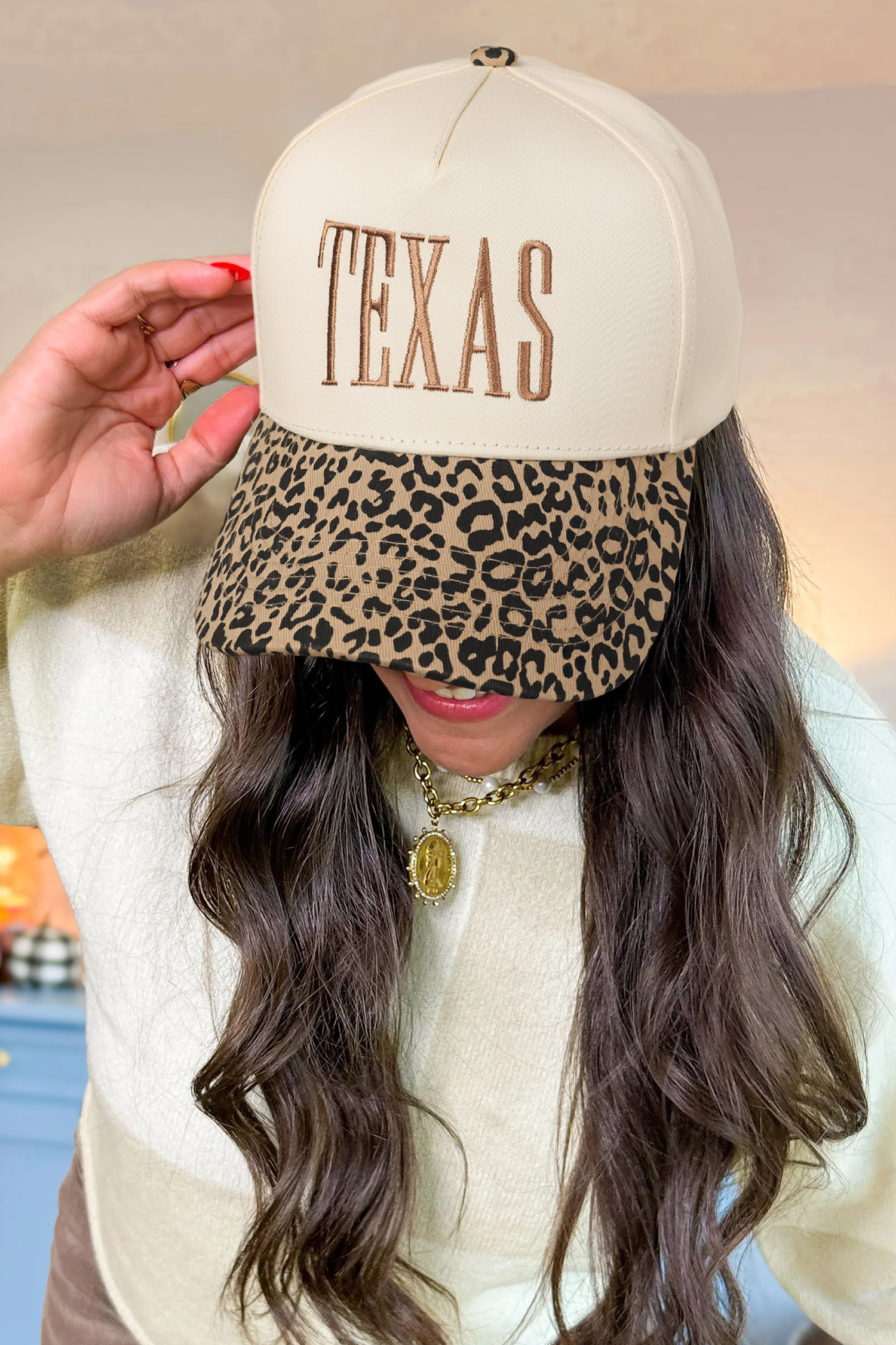 Brown Leopard Loose Tee Drawstring Waist Barrel Pants Set
