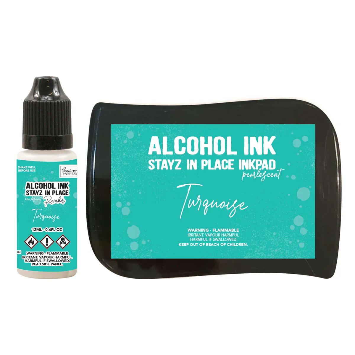 Stayz in Place Alcohol Ink Pad Reinker, Turquoise Pearlescent- 12ml
