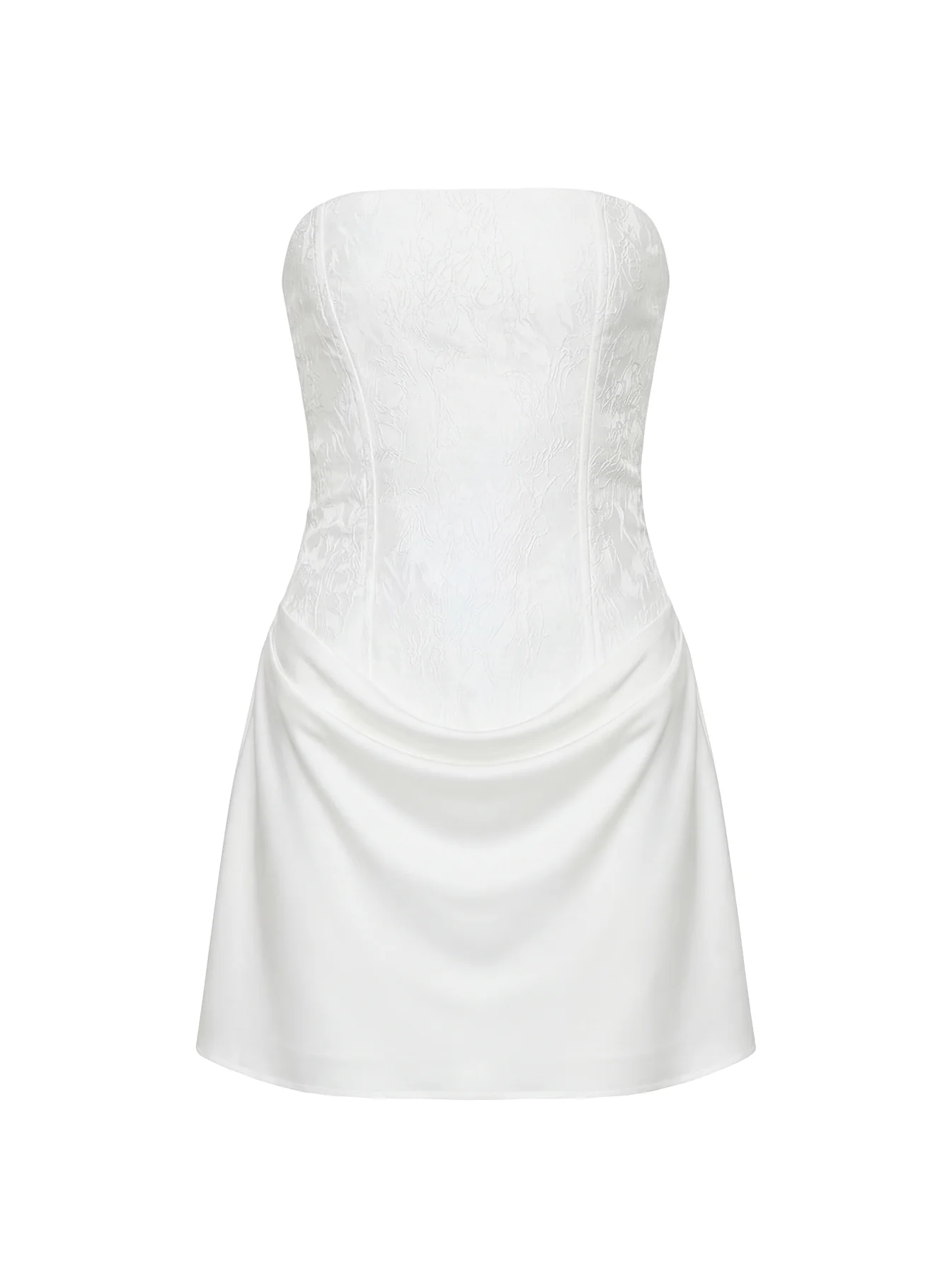 Jenevieve Strapless Drape Mini Dress White
