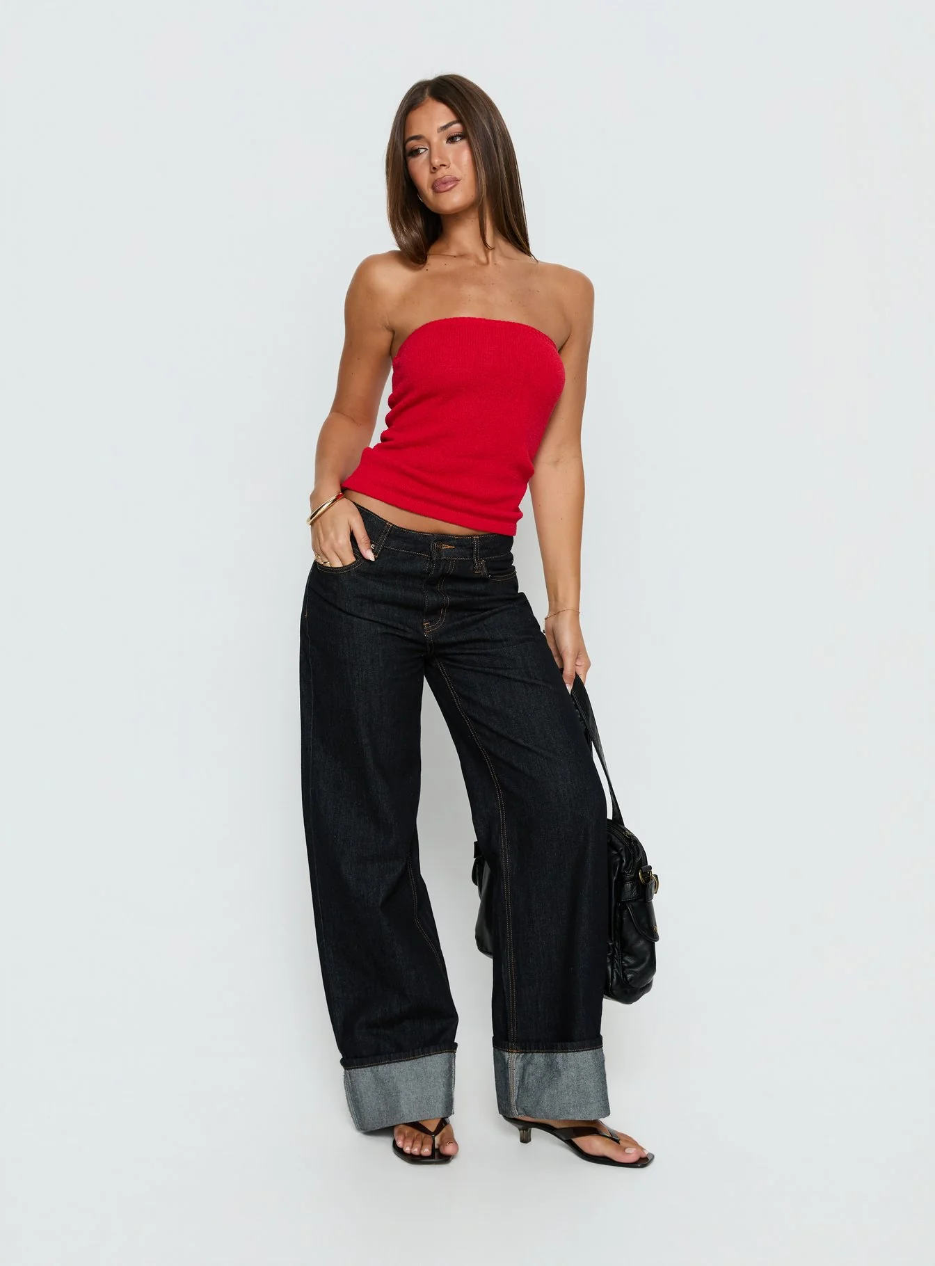 Aubrialla Strapless Top Red