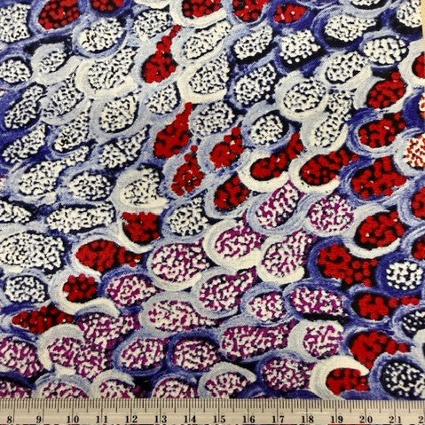 Aboriginal Print Fabric, Cindy Wallace Blue -140cm Width