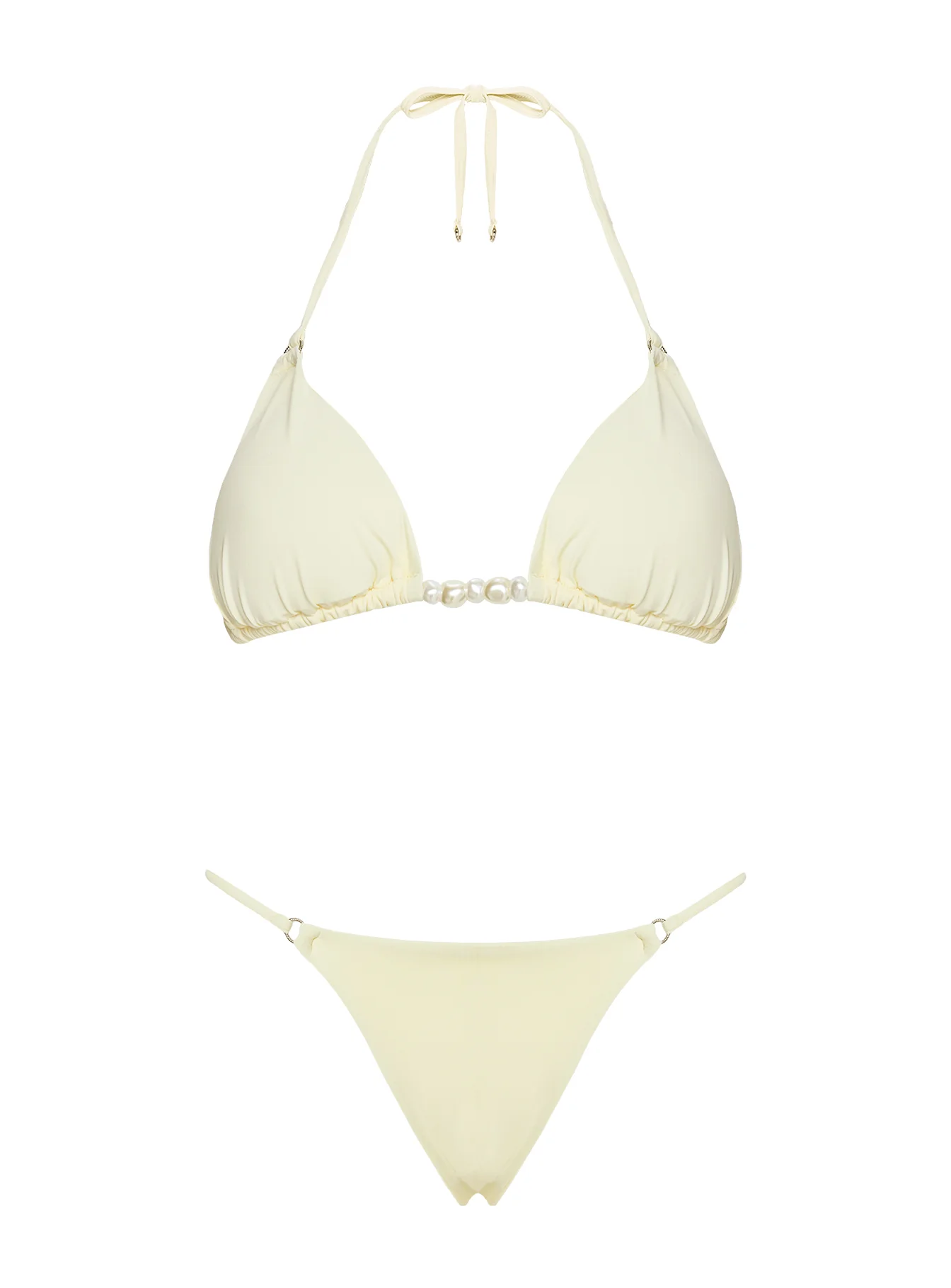 Adrah Beaded Triangle Bikini Top Yellow