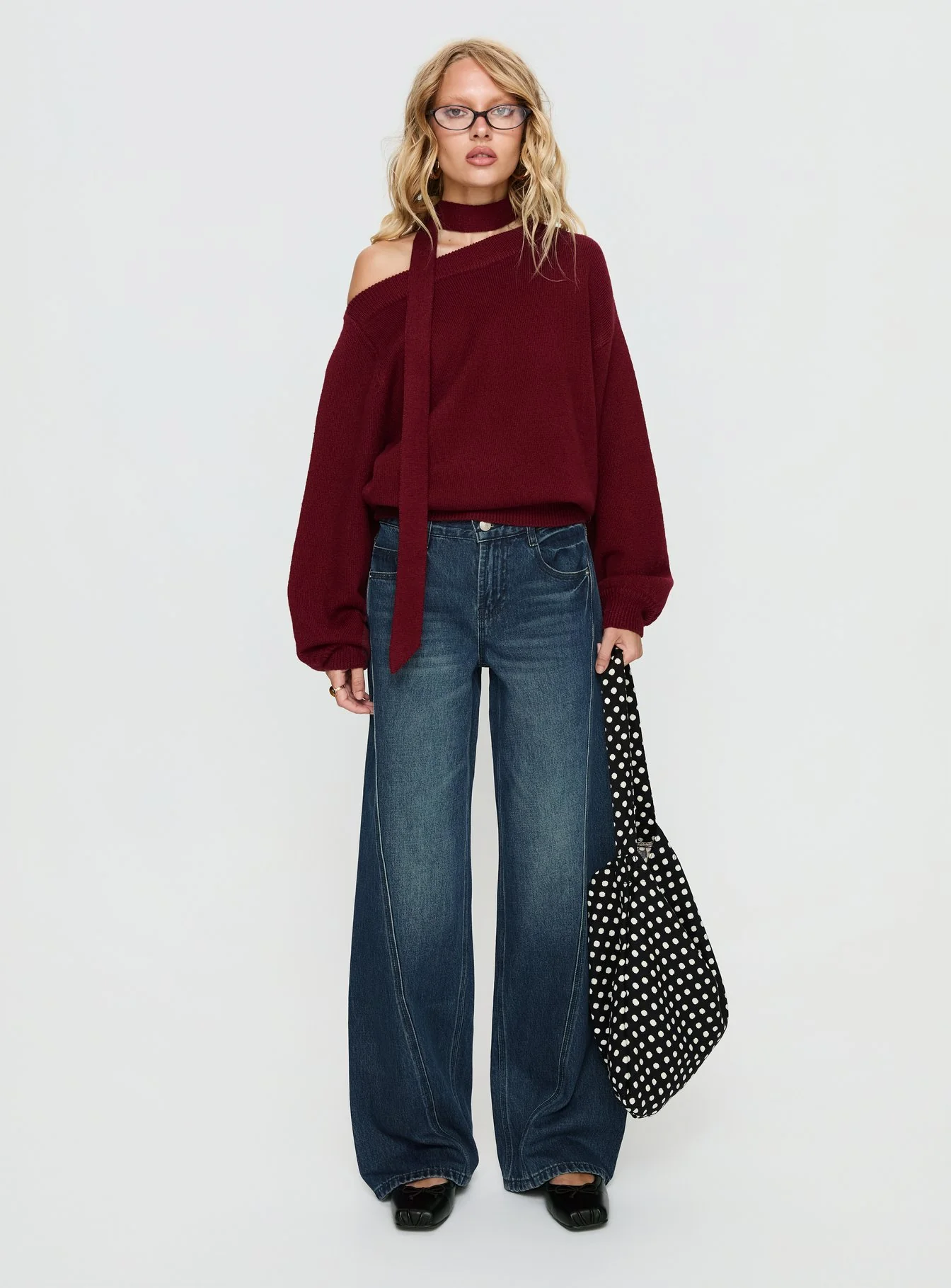 Kellsie High Rise Wide Leg Jeans Dark Blue Wash