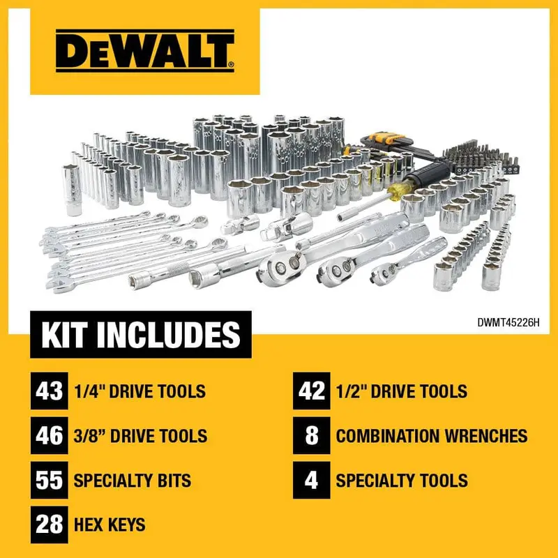 Zestaw narzędzi mechanicznych DEWALT 226 elementów ze średnią skrzynką narzędziową TOUGHSYSTEM 22 cale DWMT45226H