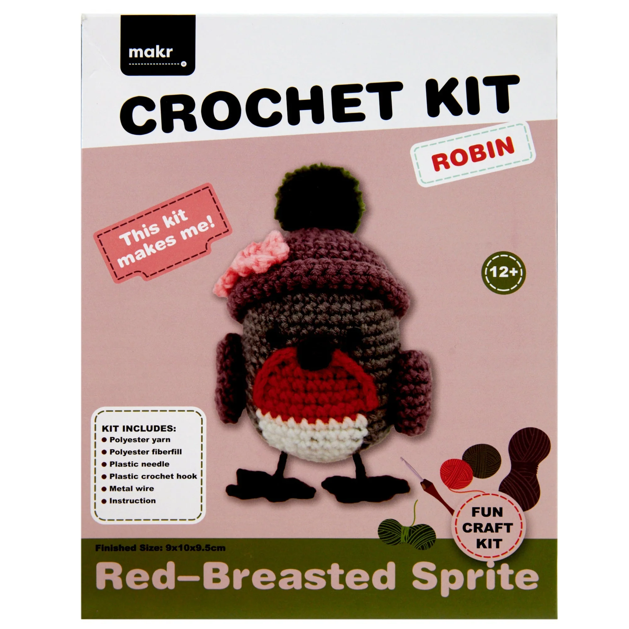 DIY Crochet Kit, Robin With Cap
