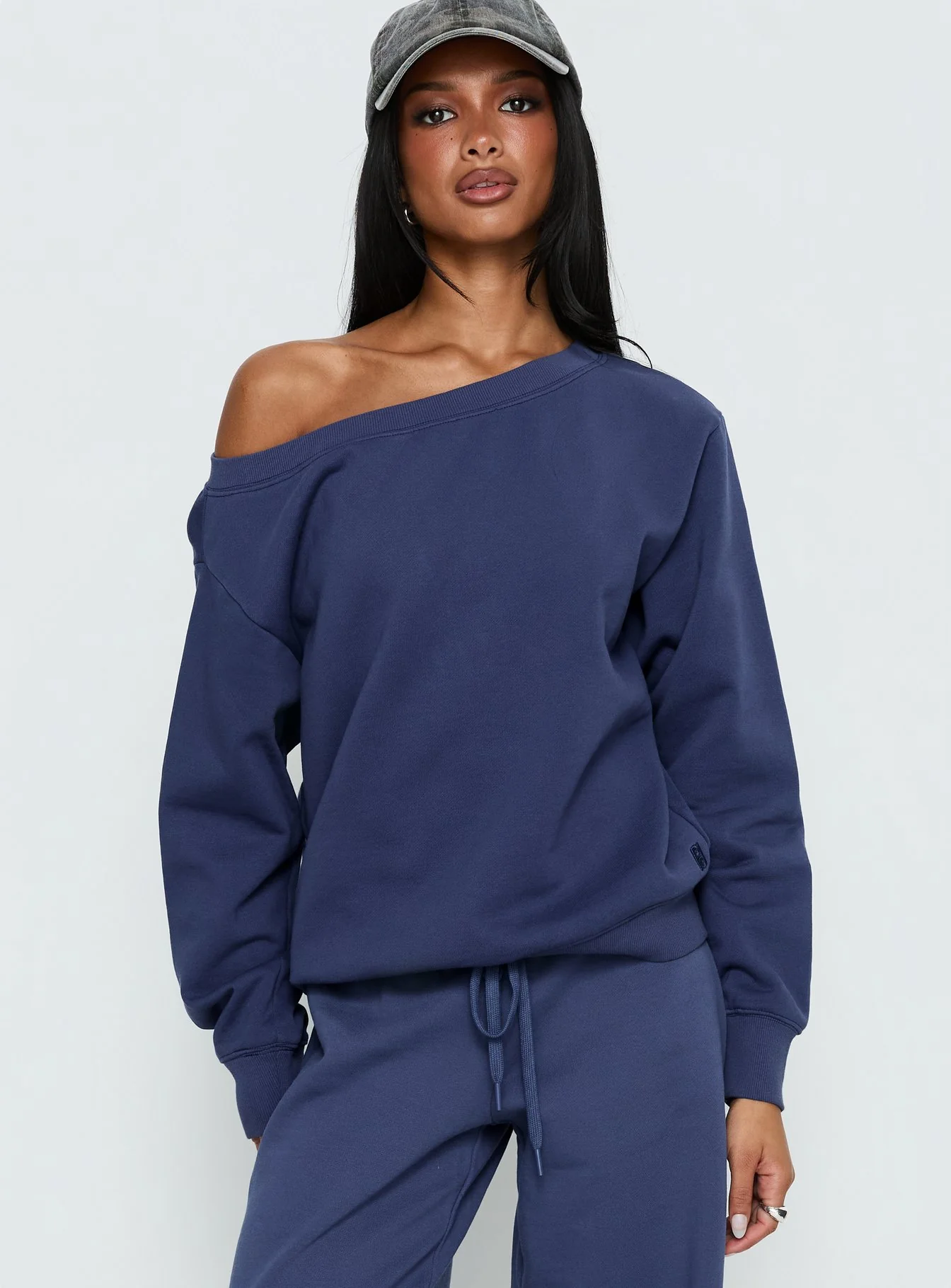 Wellness Off the Shoulder Jumper Navy