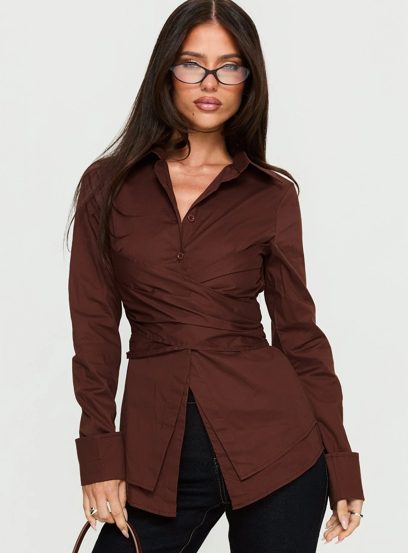 Shapeshifter Twist Long Sleeve Shirt Chocolate