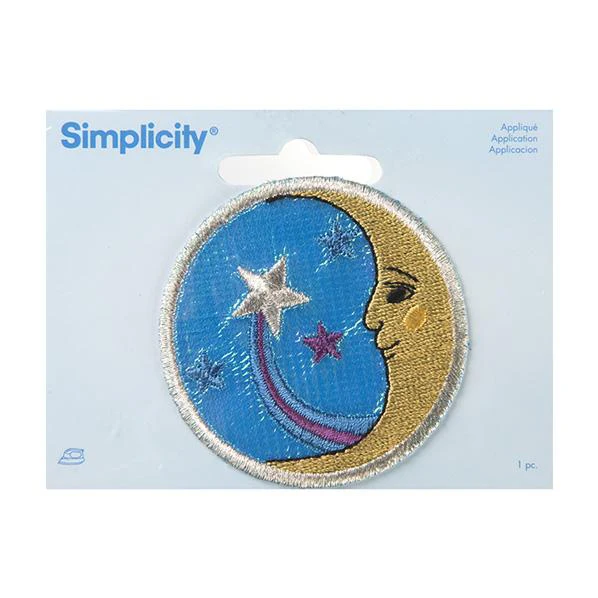 Simplicity Iron On Applique, Moon Shooting Star