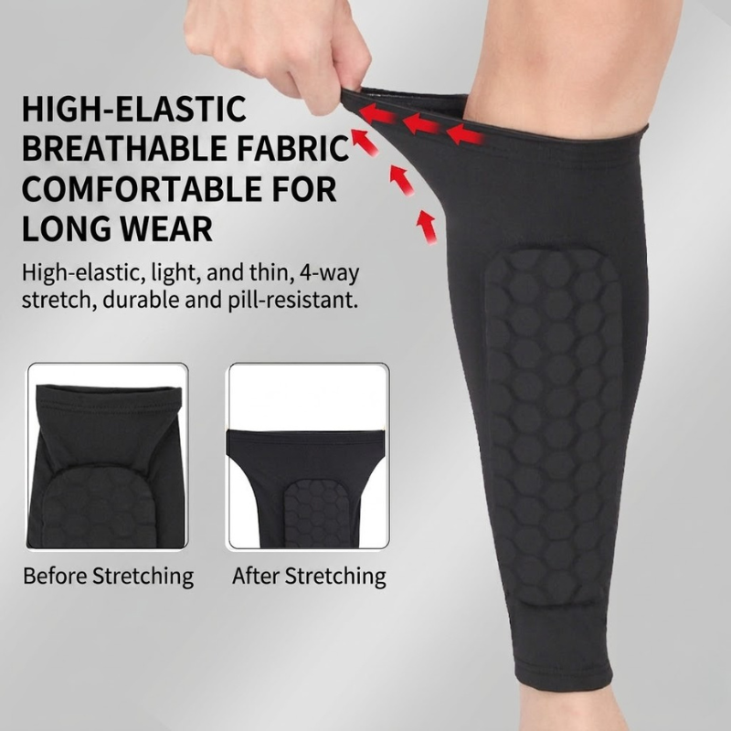 Honeycomb Compression Leg Sleeves Protective Impact Resistant Shin Protector Anti-Fall Padded Calf Sleeves Honeycomb Shin Guards