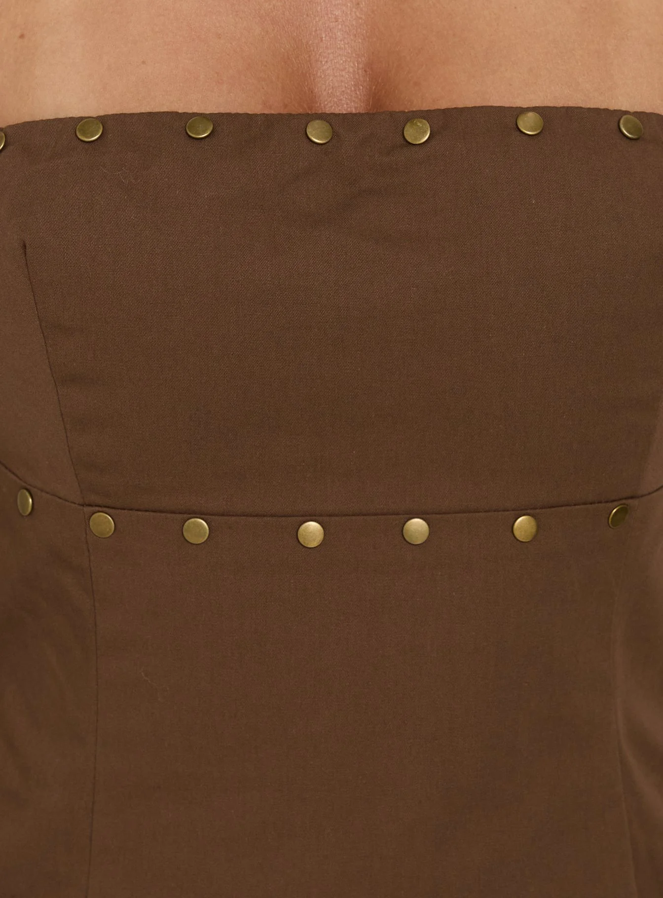 Starr Studded Strapless Top Brown