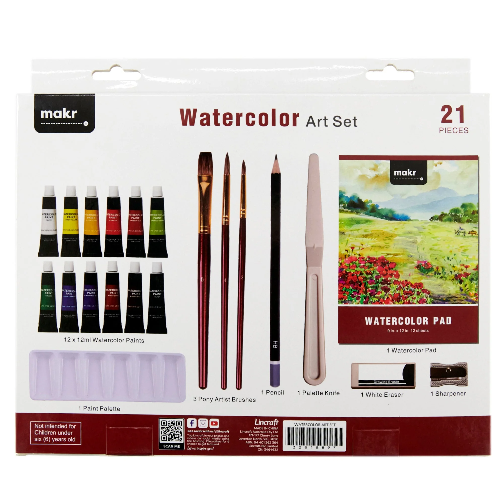 Makr Watercolour Art Set, 21pce