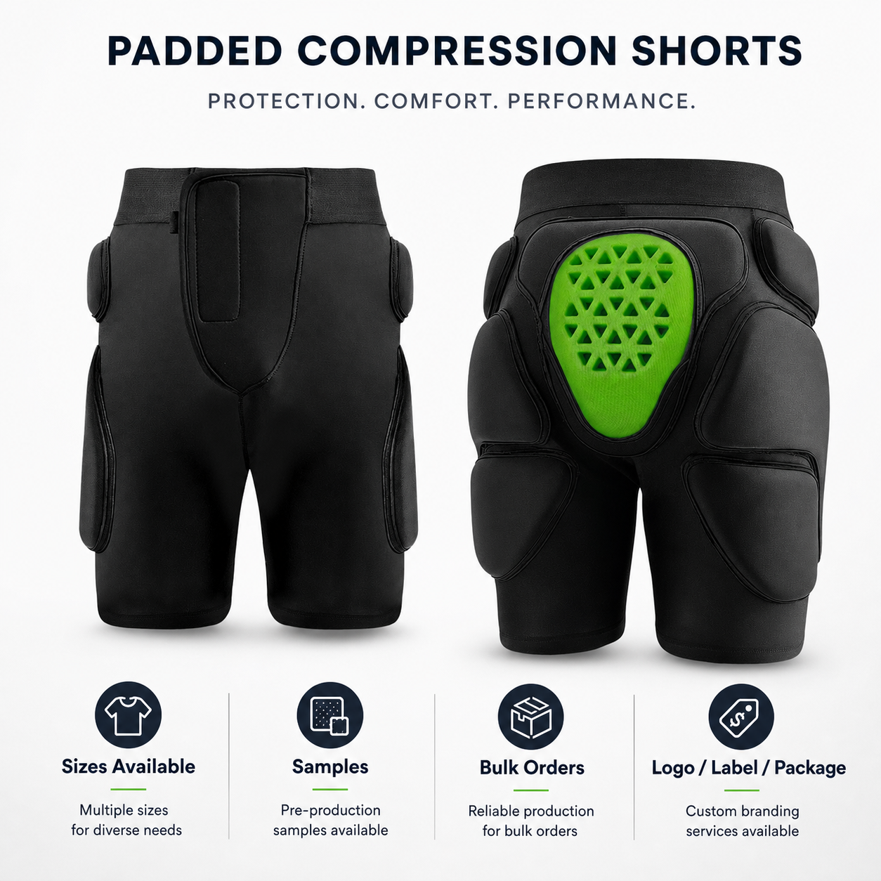 Ski Protective Padded Shorts with Tailbone and Hip Pads for Snowboarding Skating