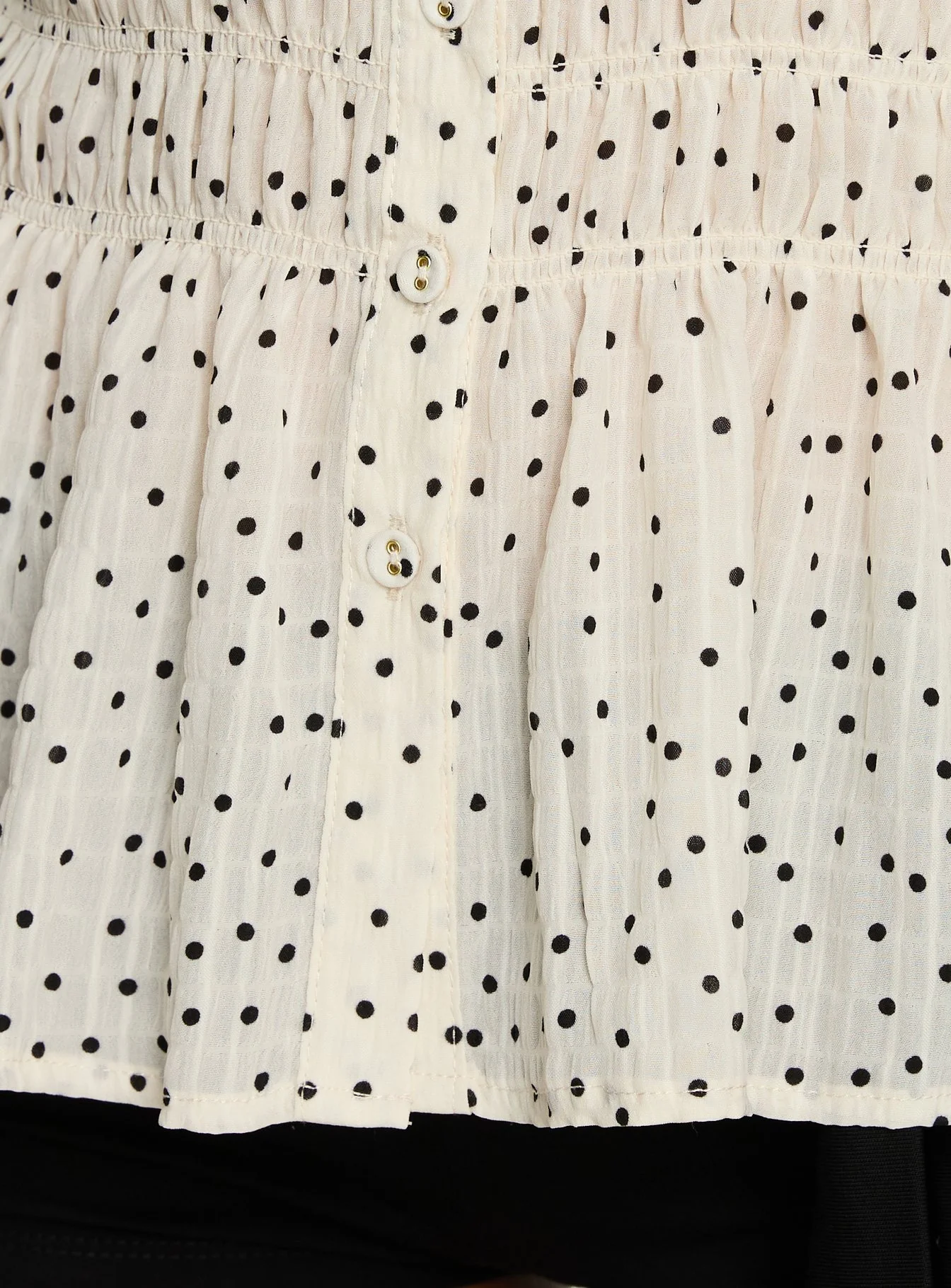 As You Are Shirred Halter Top Cream Polka
