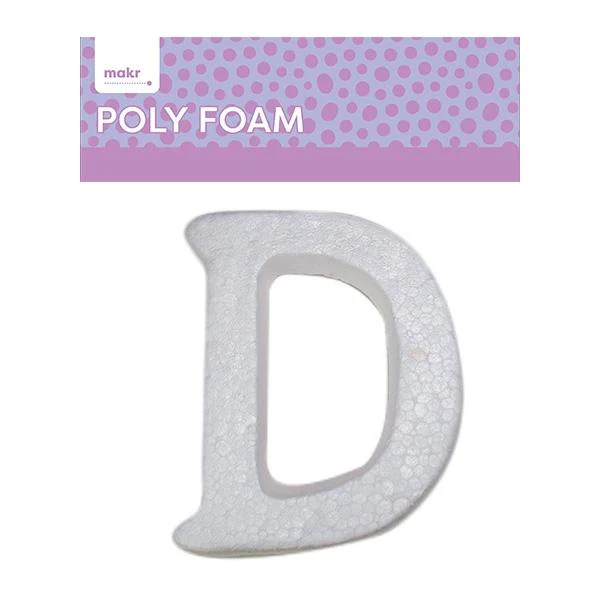 Makr Polyfoam, Uppercase D- 15cm White