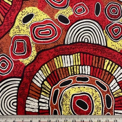 Aboriginal Print Fabric, Debra McDonald Multi -140cm Width