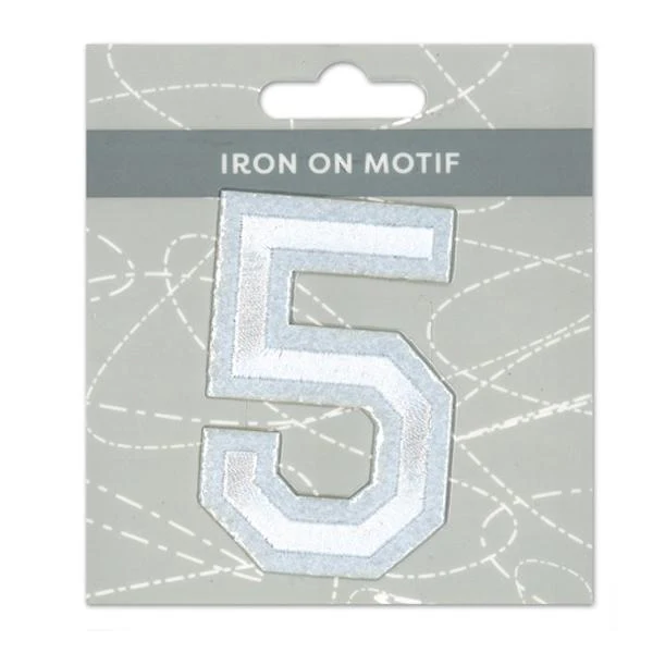 Sullivans Iron On Motif, White 5- 75mm