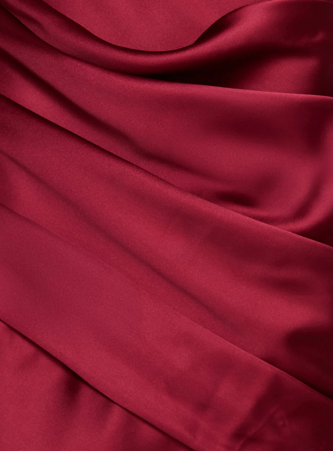 False Alarm Plunge Asymmetrical Pleat Maxi Dress Red