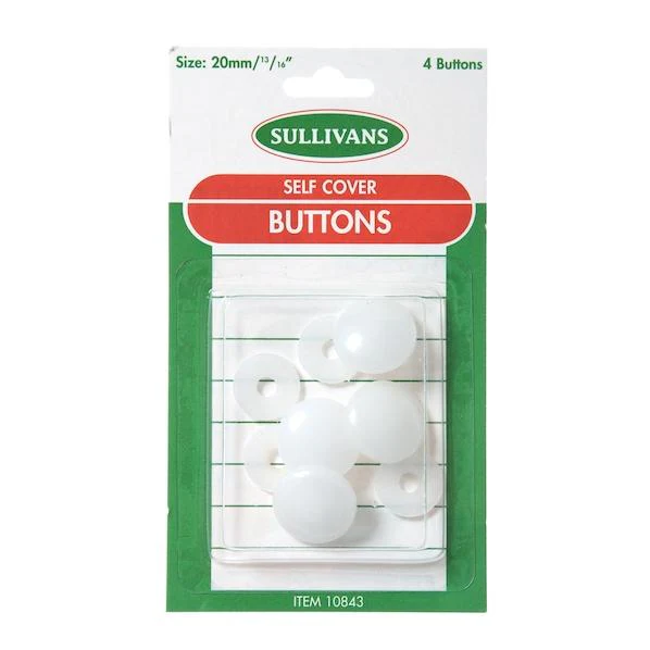 Sullivans Nylon Self Cover Buttons 4pk- 20mm