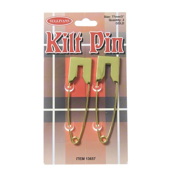 Sullivans Fancy Kilt Pins, Gold 77mm- 2pk