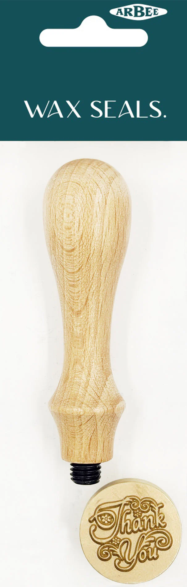 Arbee Wax Seal Wood Stamp, Thank You- Gold