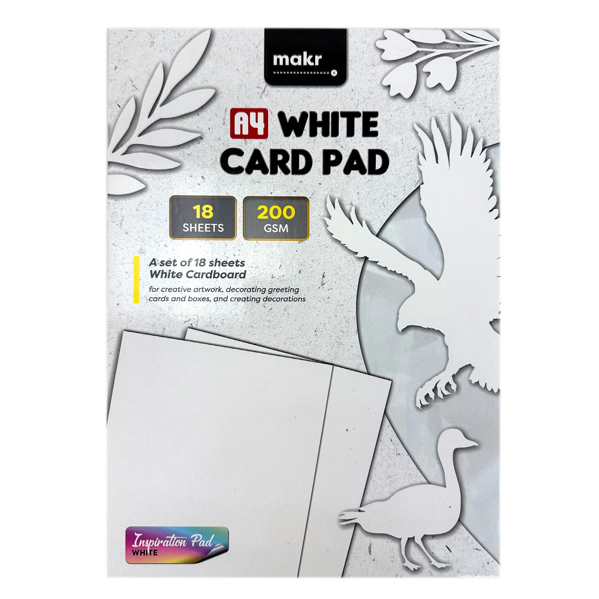 A4 Card Pad, White- 18 Sheets