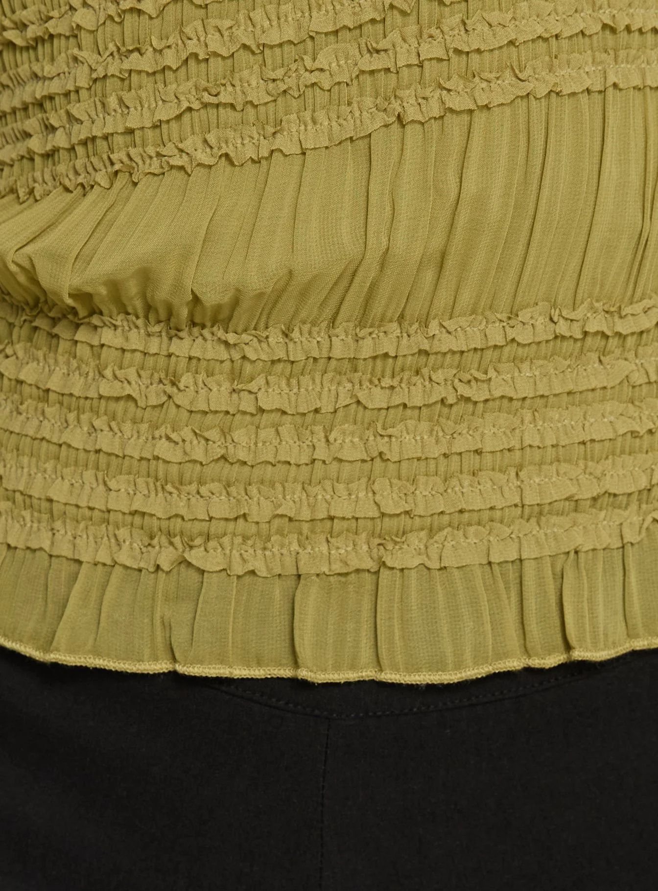 Talyn Cap Sleeve Frill Top Olive