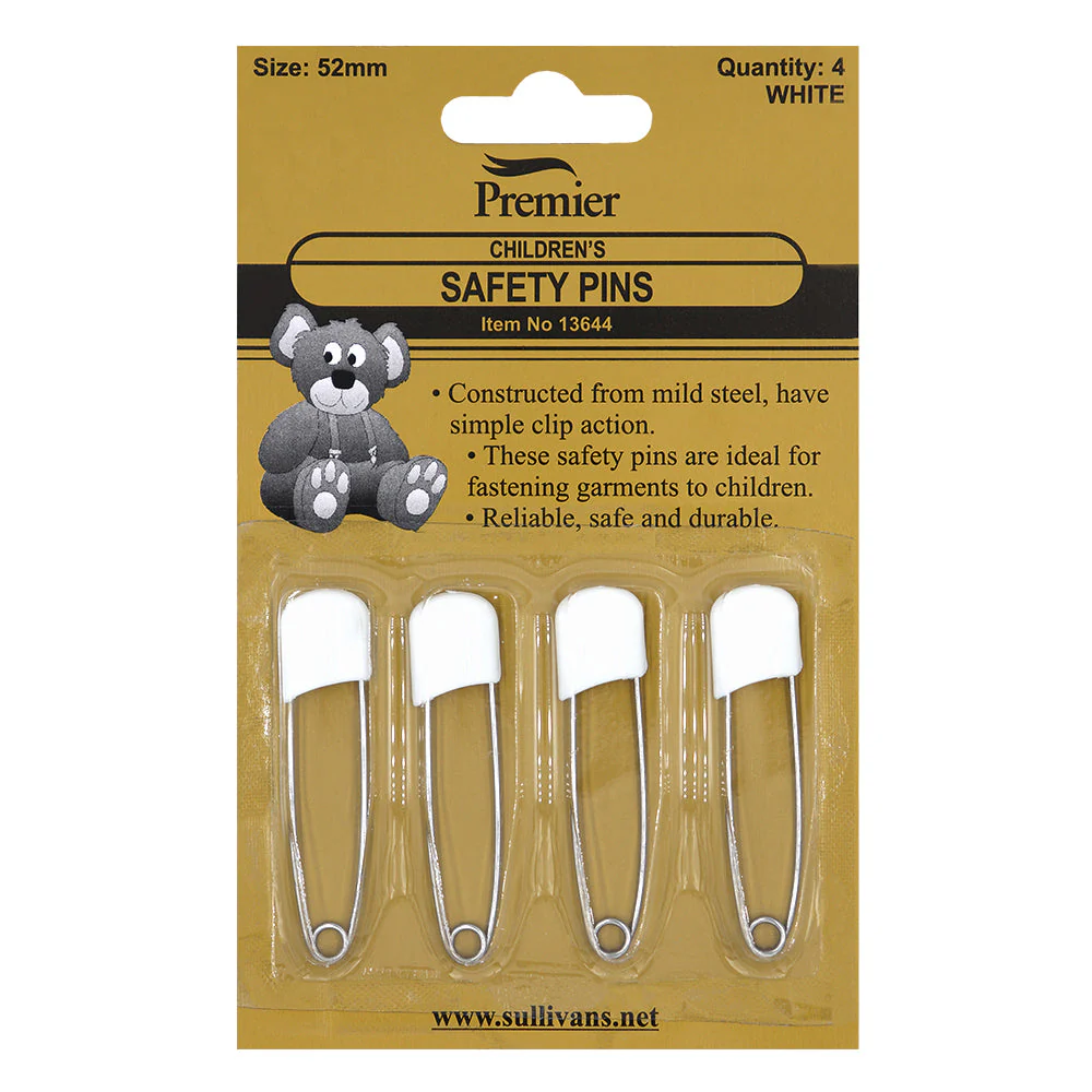 Sullivans Safety Pins, White- 52mm