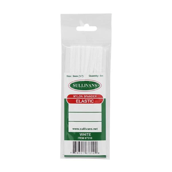 Sullivans Elastic, White- 3 mm