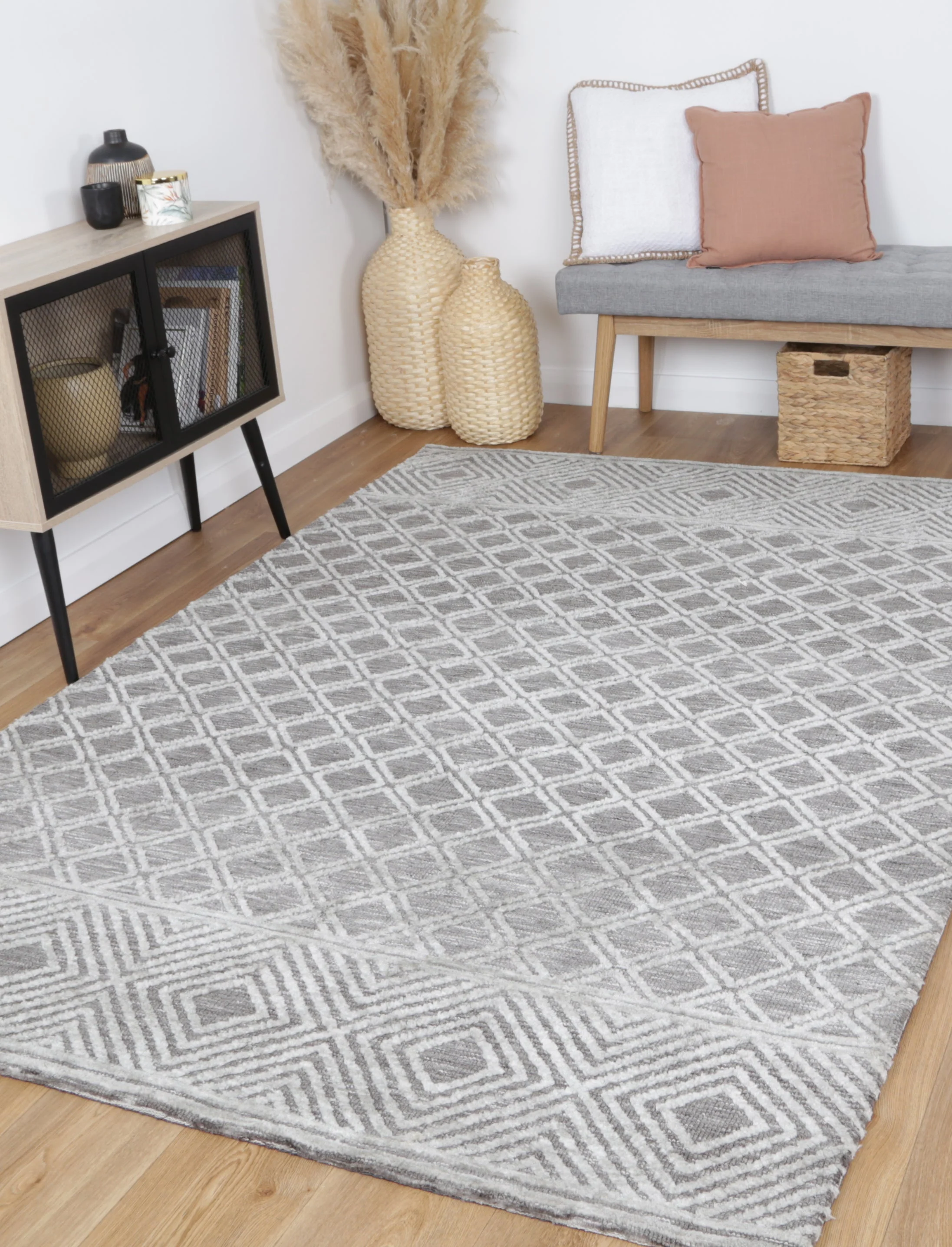 Ambarsar Ajnala Grey Cotton Blend Rug