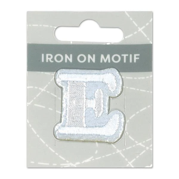 Sullivans Iron On Motif, White E- 35mm