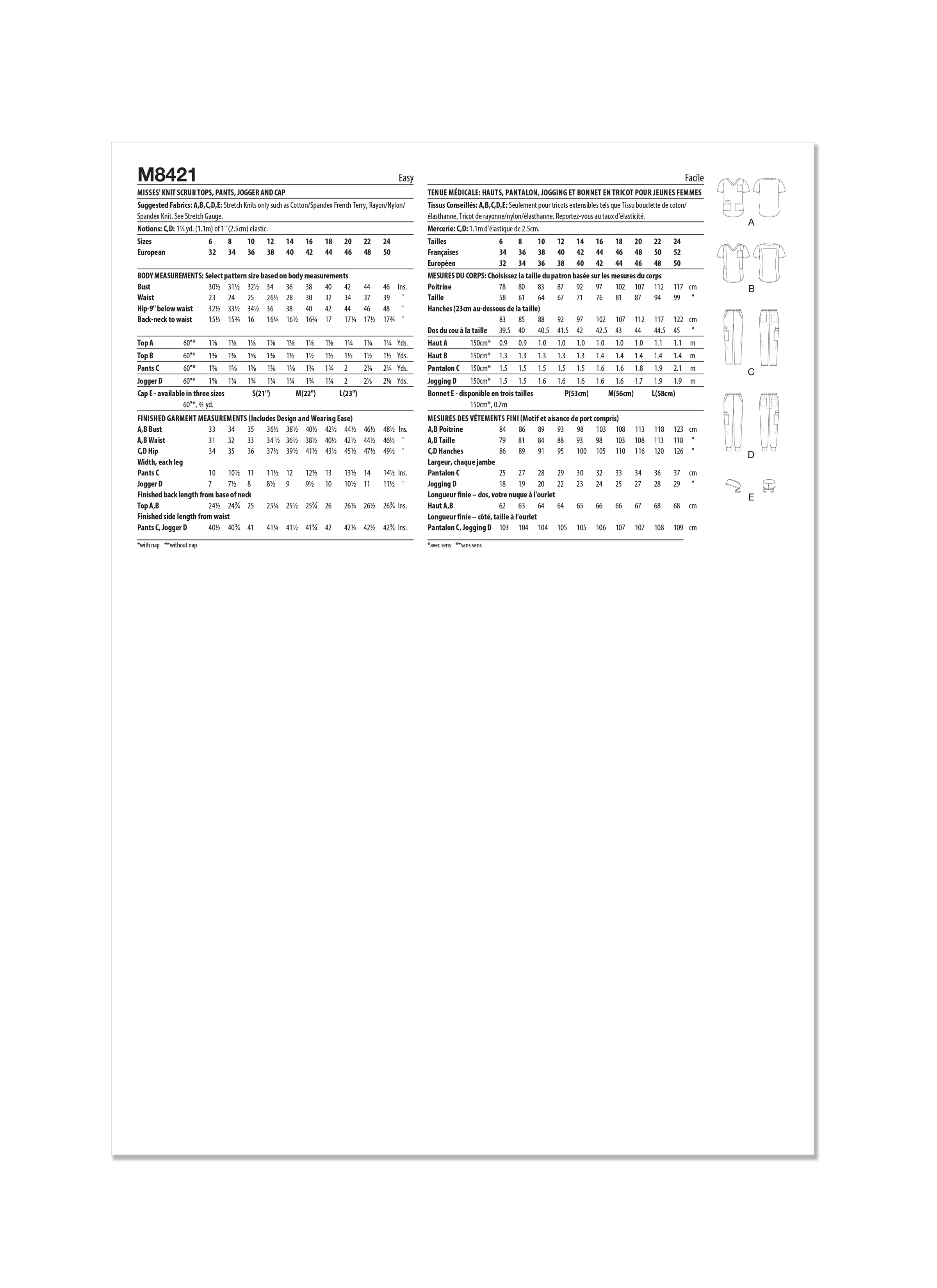 KnowMe Pattern M8421 Misses' Scrub