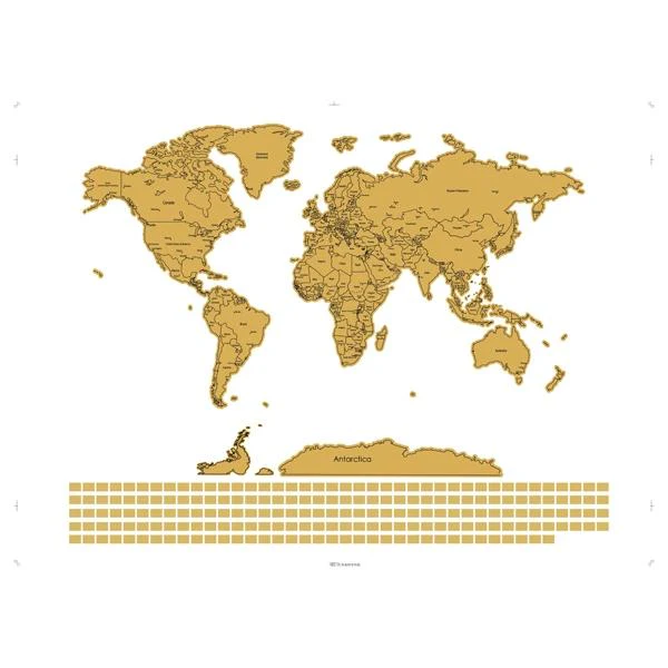 Makr Scratch Off Map of the World, Black/Gold- 82x59cm