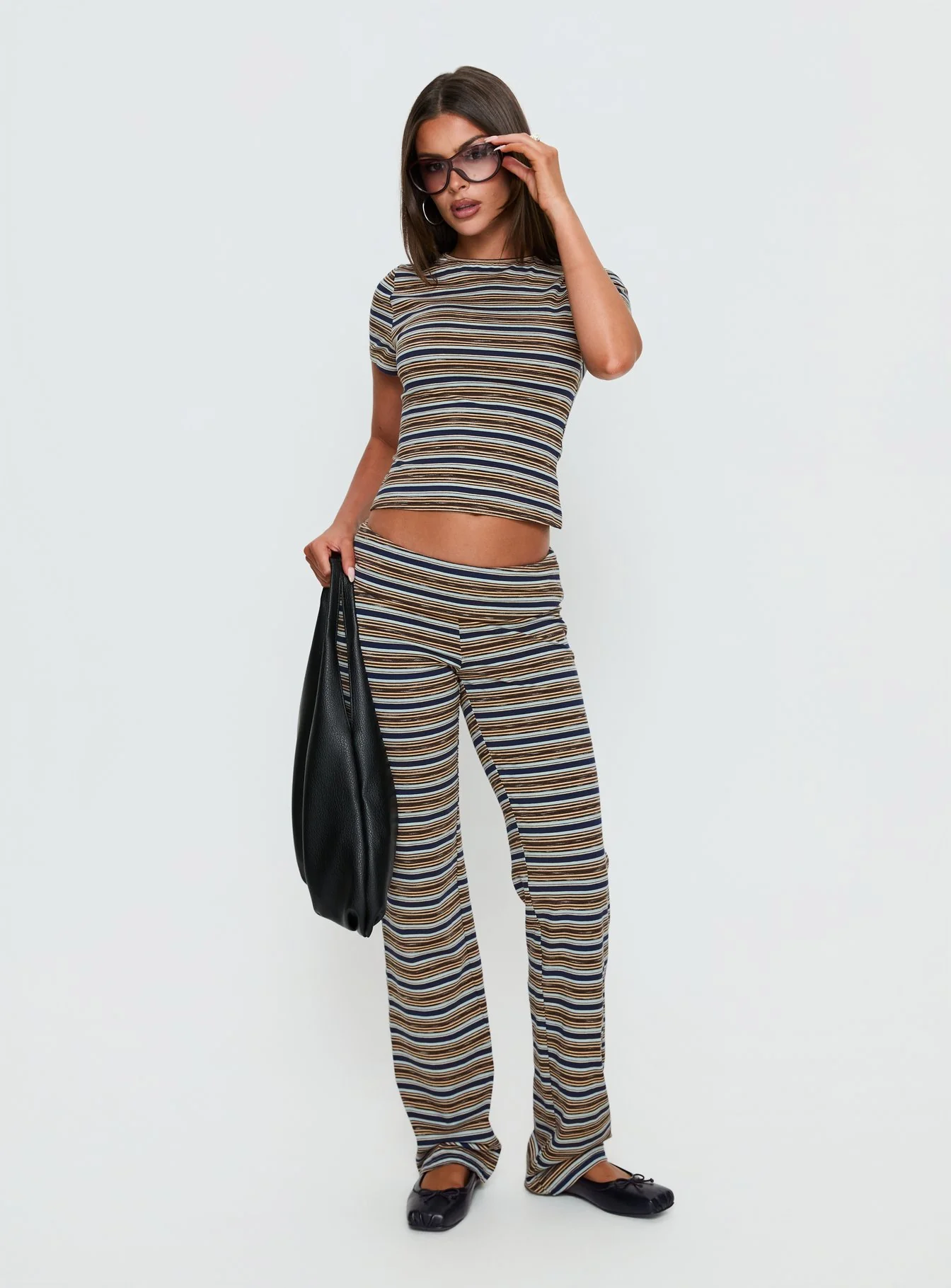 Manolo Foldover Pants Brown / Grey Stripe