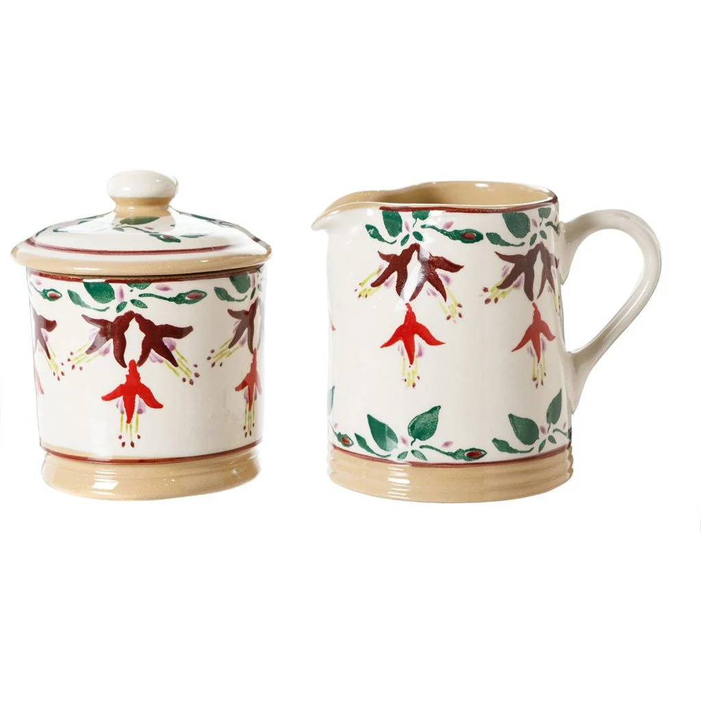 Lidded Sugar Bowl and Small Cylinder Jug