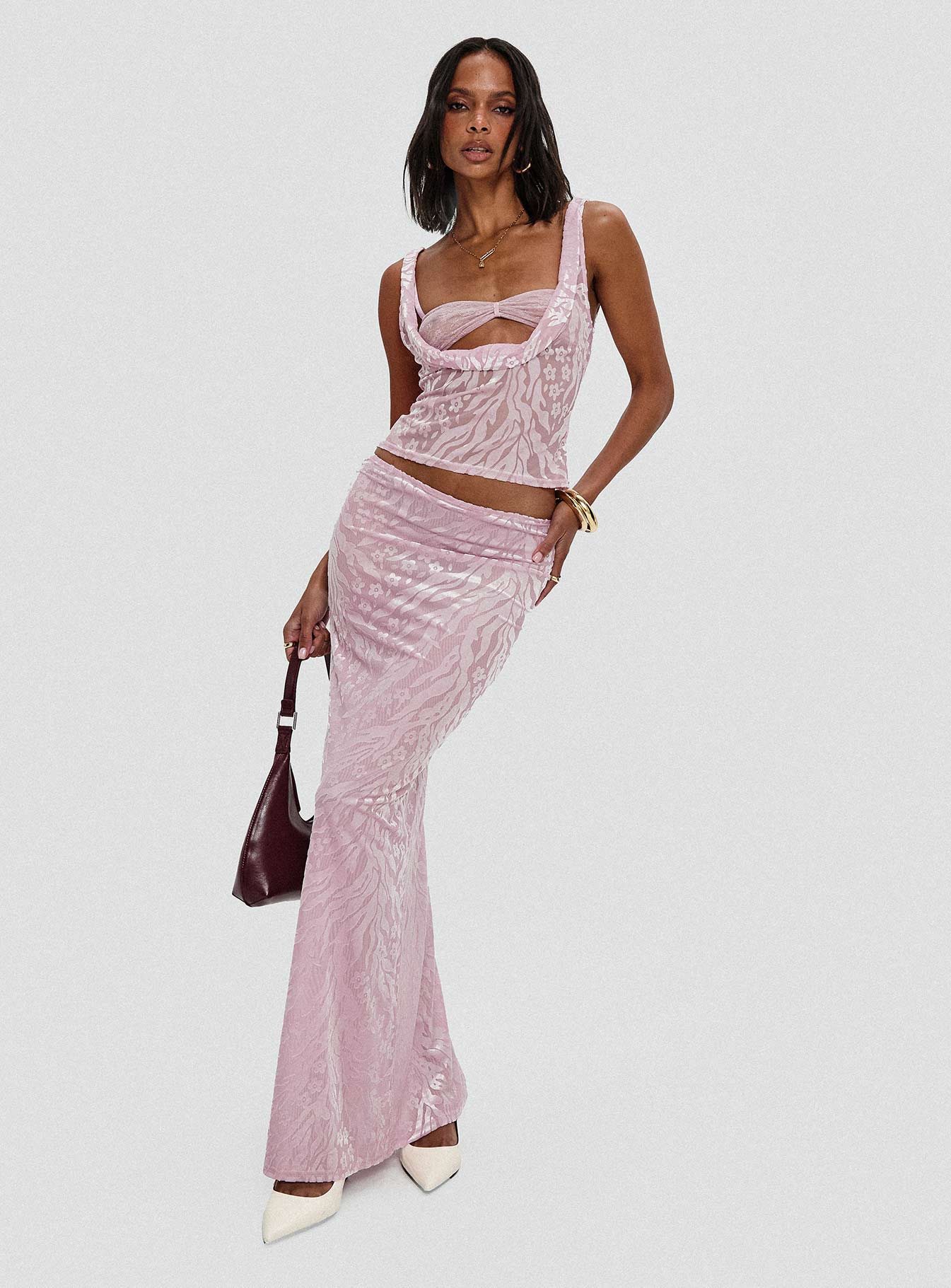 Kalei Maxi Skirt Pink Floral