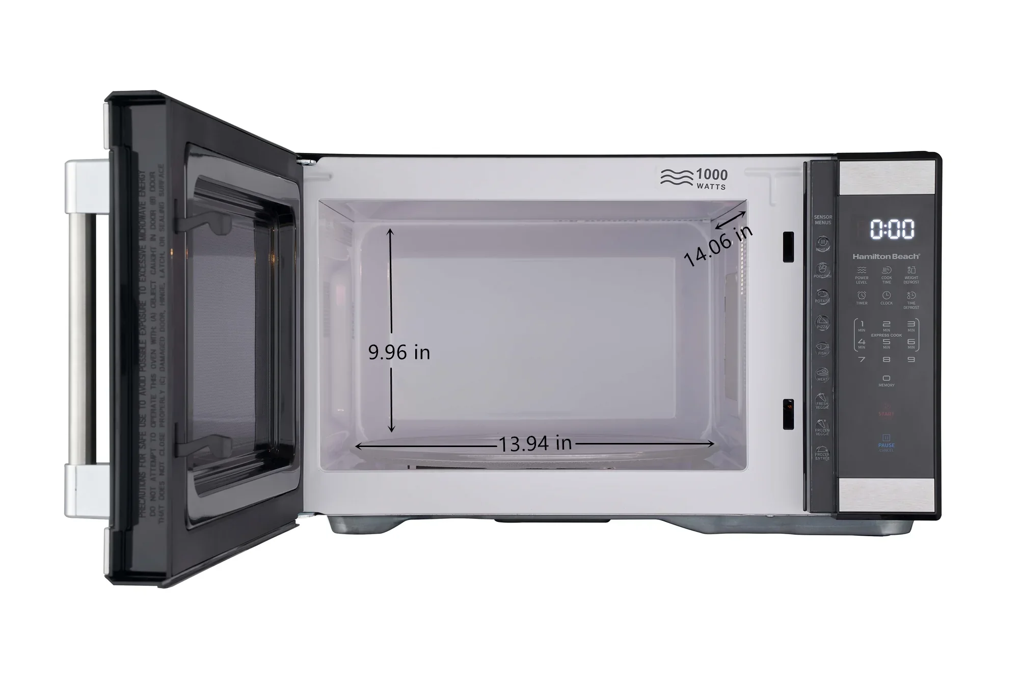 Hamilton Beach 1.1 Cu. Ft. Microwave Oven, Countertop, Black and Stainless Steel