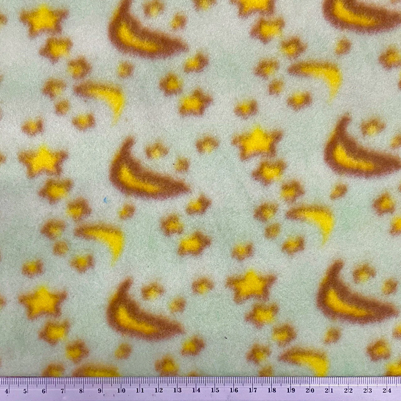 Printed Polar Fleece Fabric, Green/Stars & Moons- 150cm