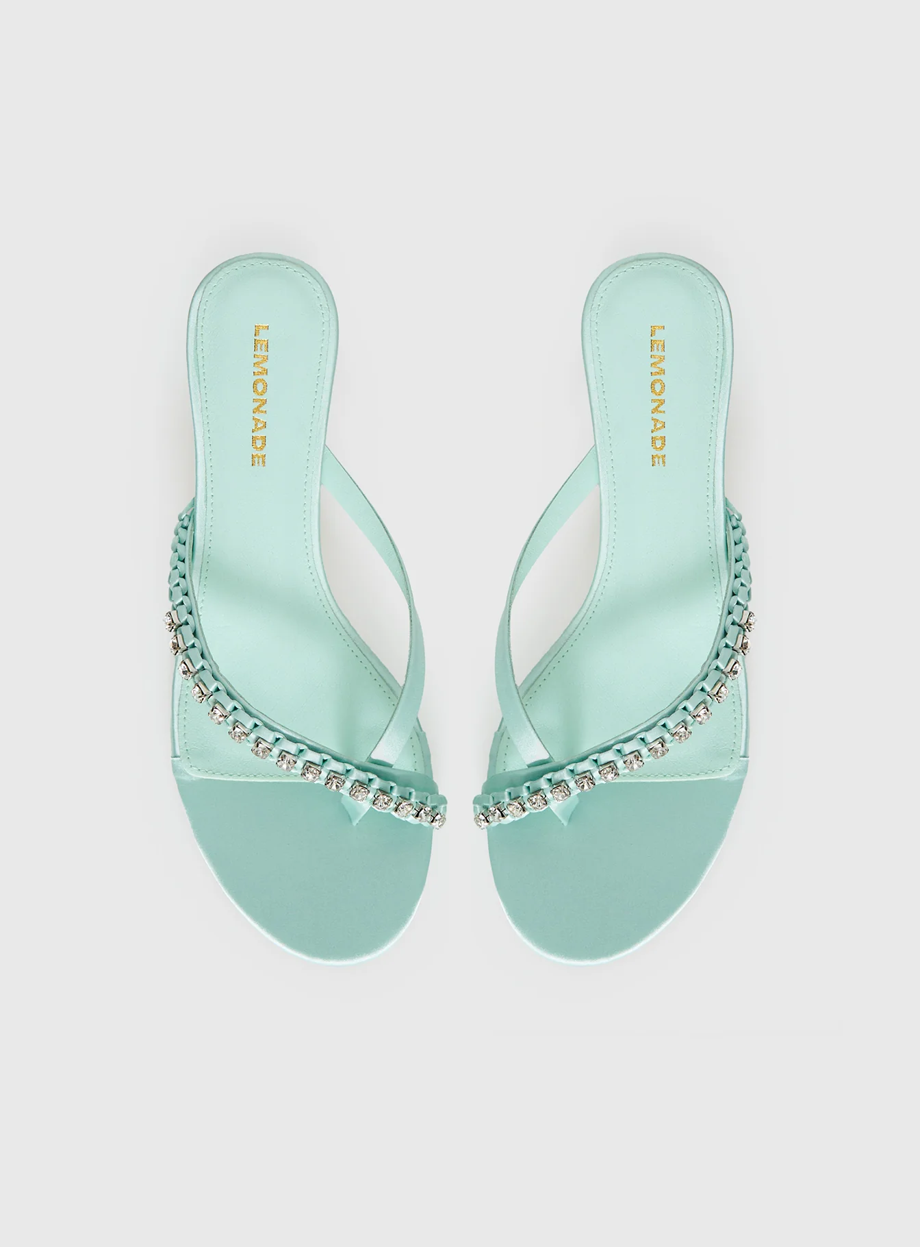 Little Italy Diamante Detail Thong Heels Aqua