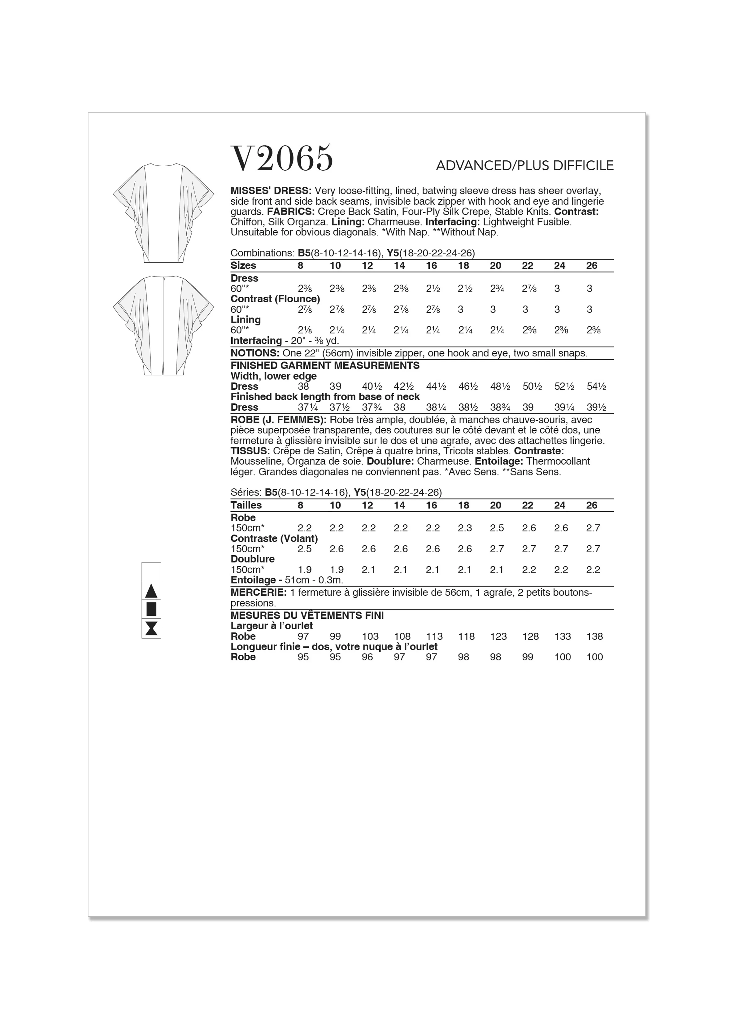 Vogue Pattern V2065 Misses' Dress