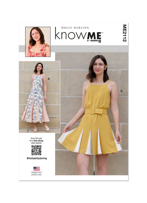 KnowMe Pattern ME2112 Misses' Dress in Two Lengths and Belt