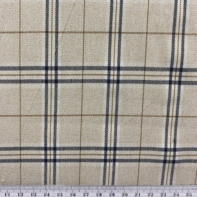 Check Suiting Fabric, Taupe Check- 150cm