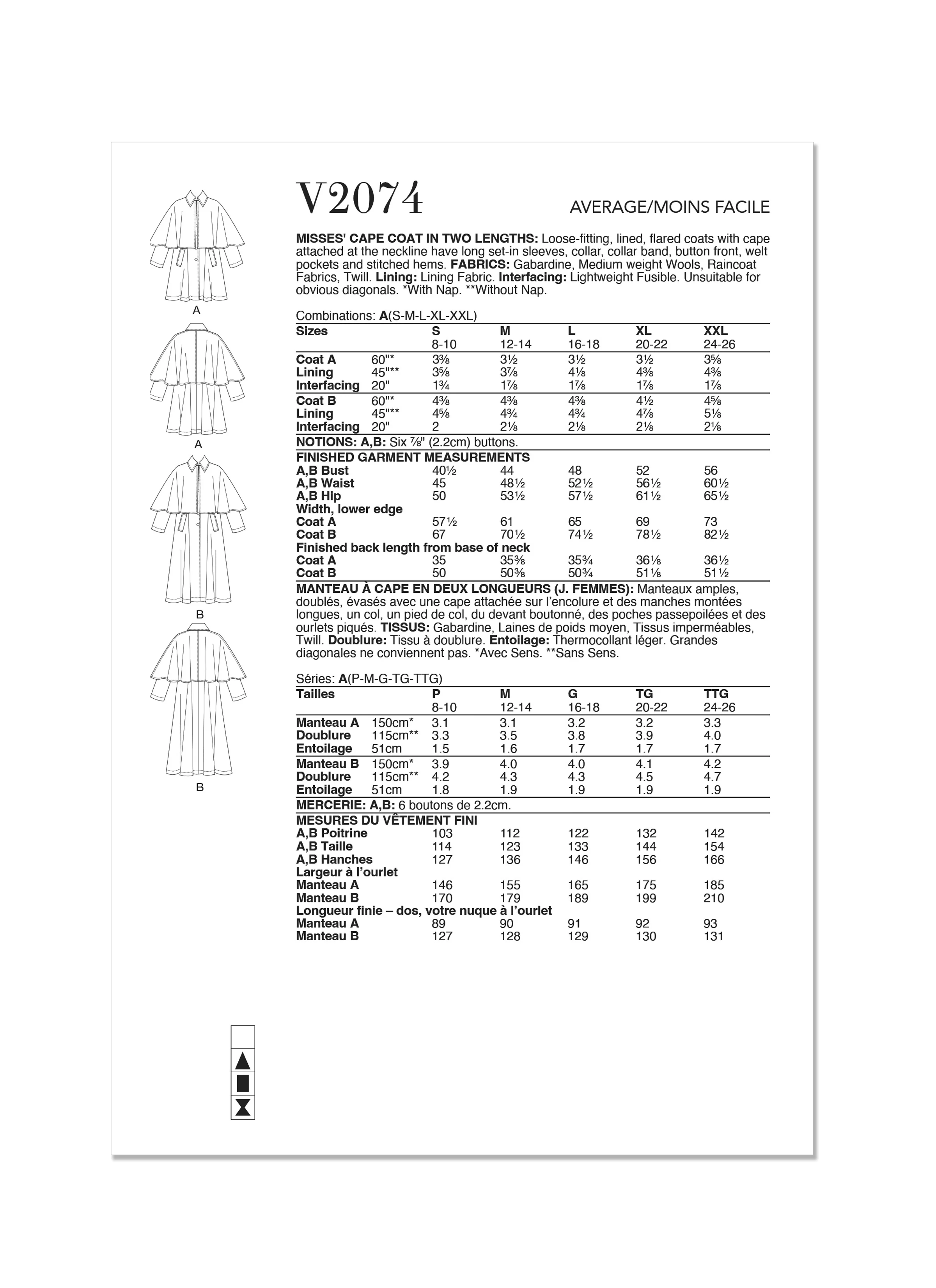 Vogue Pattern V2074 Misses' Jacket