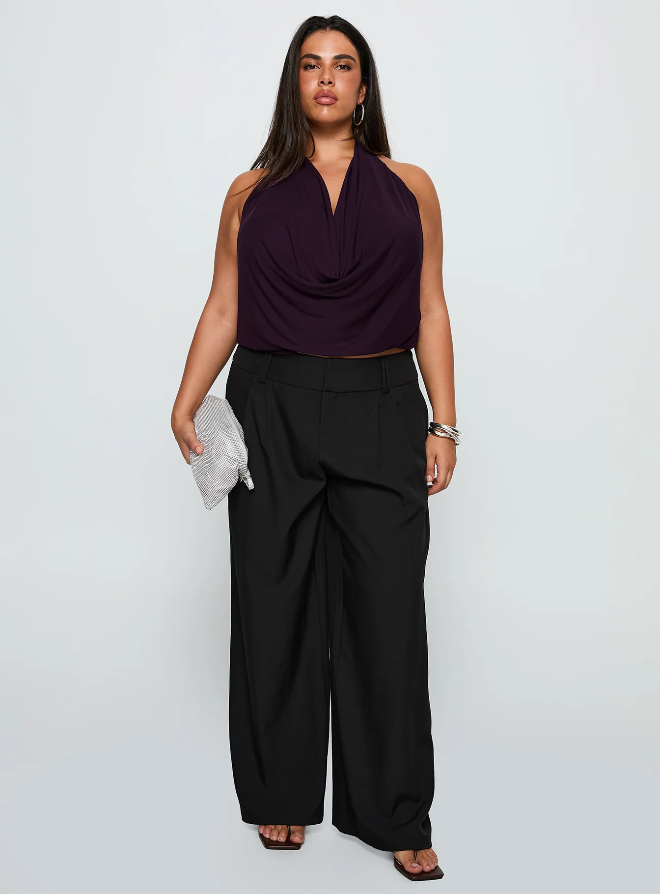 Carefree Days Cowl Neck Top Purple Curve