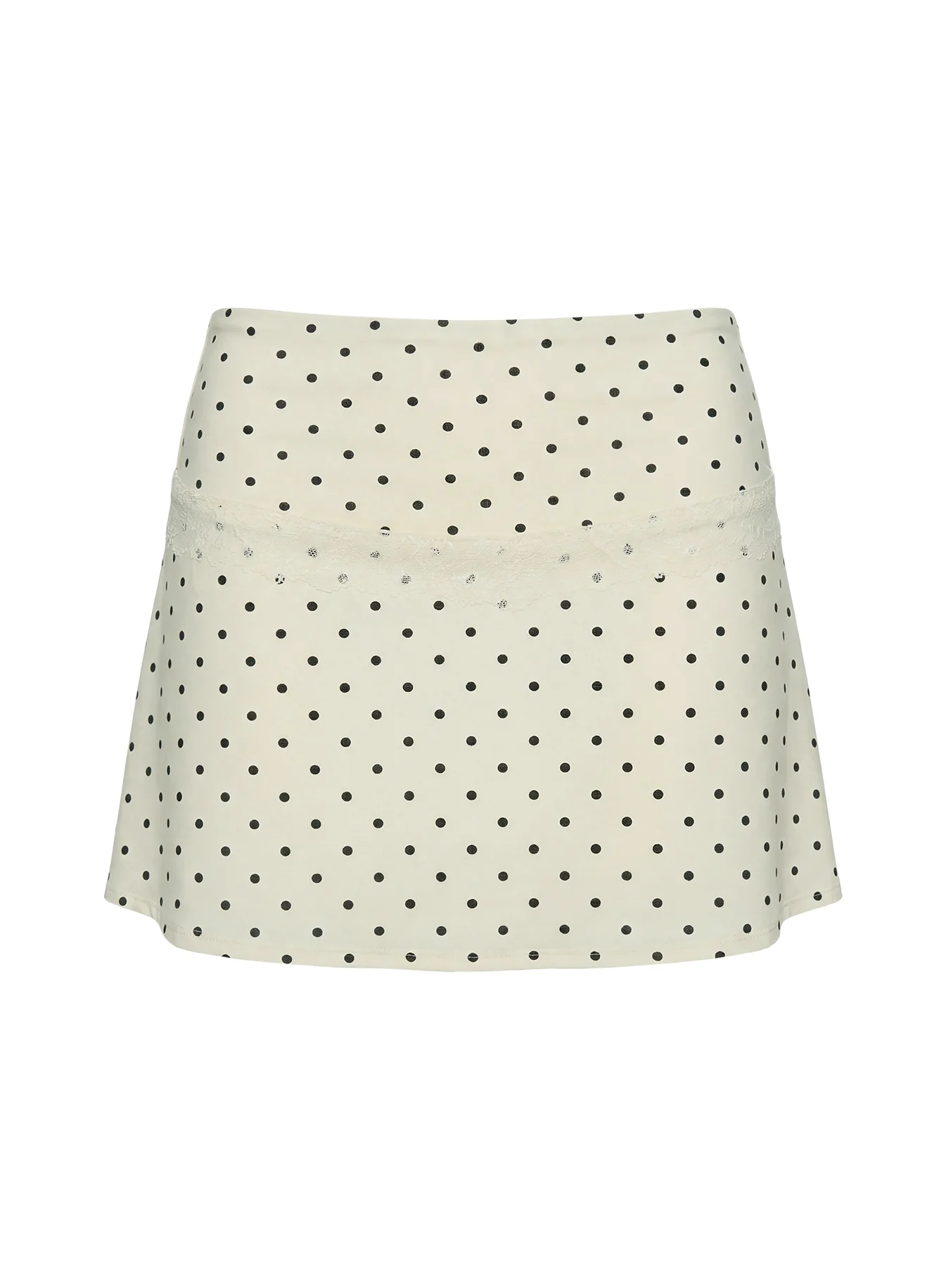 Amia Lace Mini Skirt Cream Polka Dot
