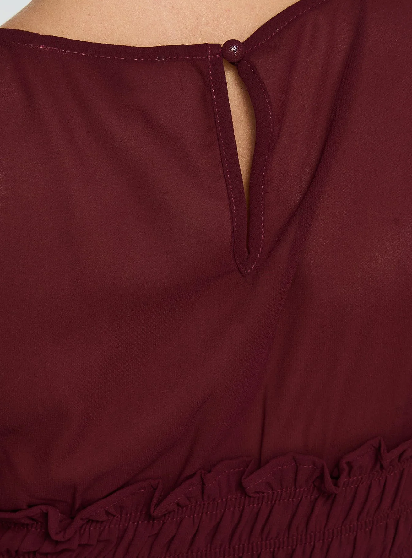 Fever Kiss Chiffon Ruched Top Wine