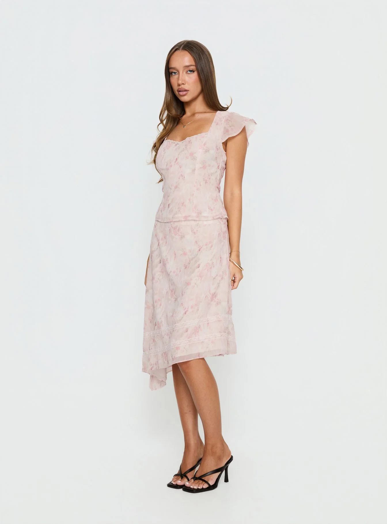 Avaline Asymmetrical Midi Skirt Pink