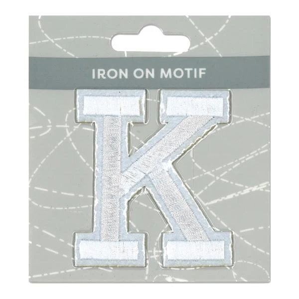Sullivans Iron On Motif, White K- 75mm