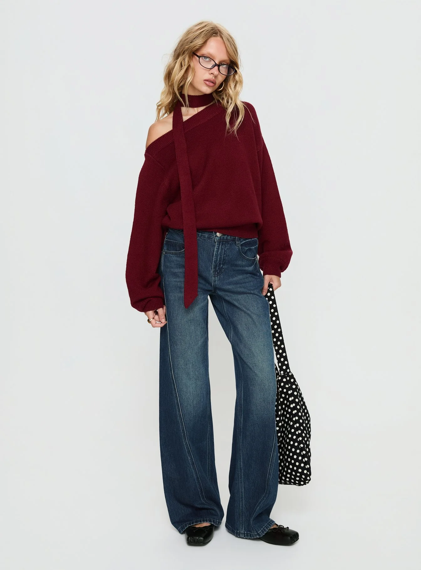 Kellsie High Rise Wide Leg Jeans Dark Blue Wash